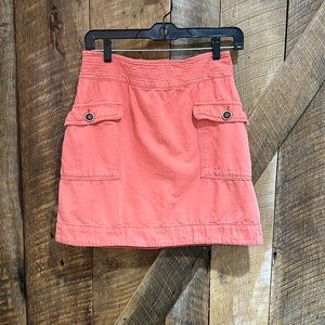 Anthropologie Cotton Linen Blend Salmon Cargo Skirt size 6